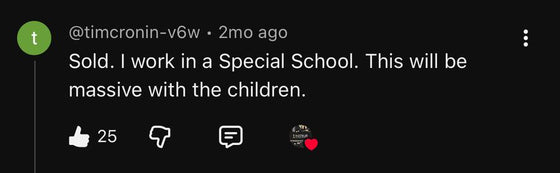 YouTube comment: I work in a Special School. This will be massive with the children.